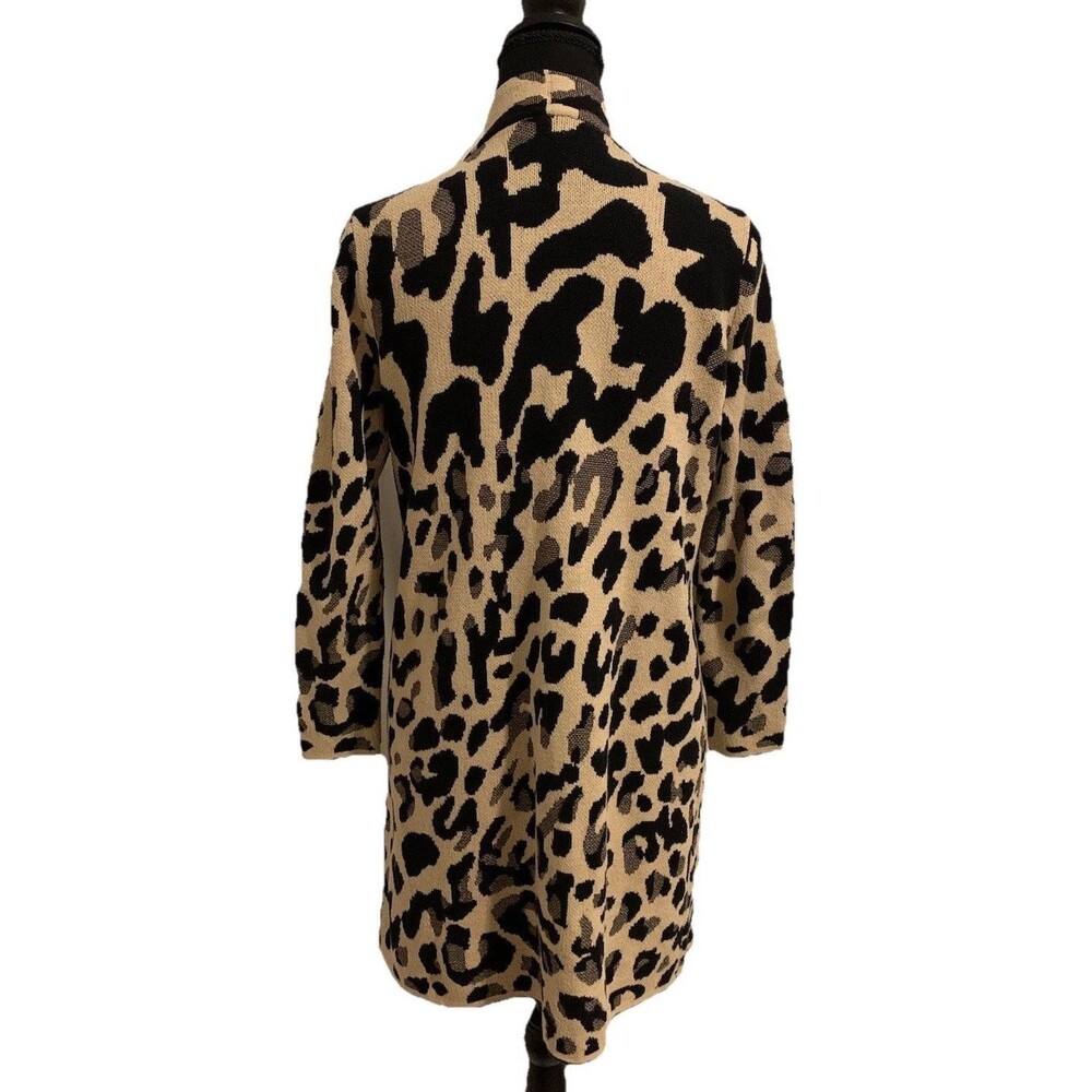 Chicos Size 0 Petite 0P Womens Small Petite Cardigan Open Leopard Print Pockets - Picture 2 of 6